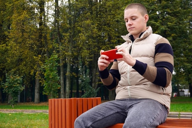 A gamer using a mobile phone to play an AR game in a park with seamlessly integrated virtual elements, showing the low latency and high speed of 5G enabling fluid and responsive AR gameplay.