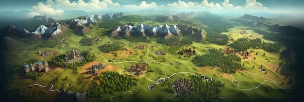A panoramic view of 's expansive game world, showcasing the detailed environments, lush landscapes, and striking visual effects. This scene captures the game's immersive atmosphere and artistic direction.