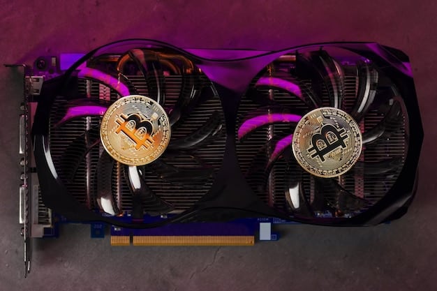 A close-up shot of a graphics card (GPU) installed in a PC, showcasing the intricate details of its cooling system, heat pipes, and memory chips. The lighting highlights the brand logo and the overall design of the GPU.