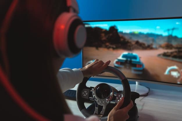 A screenshot from a racing game showcasing the subtle vibrations of the DualSense controller that simulate the feel of the road and the car's engine roaring.