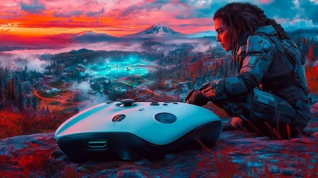 A screenshot of a visually stunning 4K game running on the PlayStation 5 Pro, showcasing incredibly detailed textures, realistic lighting effects, and smooth character animations, emphasizing the console's superior graphical capabilities.