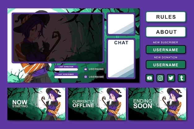 A split screen showing the Twitch interface on one side and the YouTube Gaming interface on the other. Each side has active live streams with viewers chatting. The Twitch side emphasizes real-time interaction, while YouTube Gaming shows a more polished, produced feel.