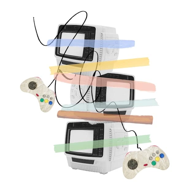A split image showing the evolution of PlayStation consoles, from the original PlayStation to the PS5, with game discs from each generation displayed alongside. The focus is on highlighting the changing hardware and the games that defined each era.
