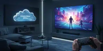 Futuristic cloud gaming on consoles by 2026, showcasing advanced technology and seamless gameplay.