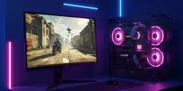 Futuristic gaming PC with NVIDIA and AMD GPUs