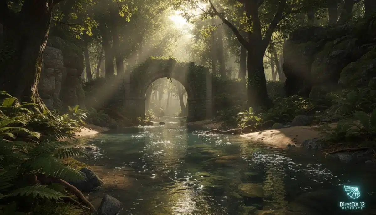 Detailed game scene showcasing ray tracing effects in DirectX 12 Ultimate