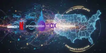 Streaming service logos merging, symbolizing consolidation in US content distribution by 2026.