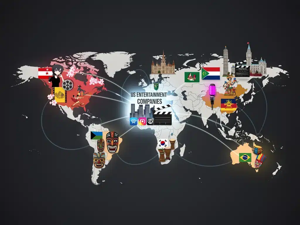 World map showing content localization strategies for global markets