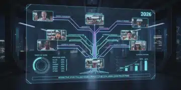 Interactive digital storytelling interface with branching paths and diverse viewer engagement.