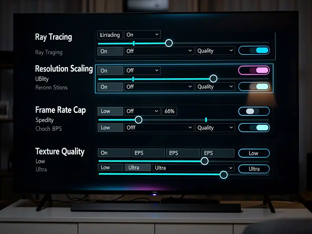 Detailed graphics settings menu on a gaming console