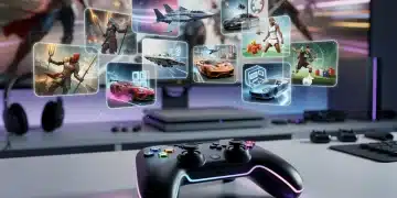 Futuristic gaming controller with game pass logo and digital game titles