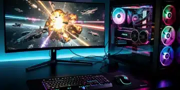 Futuristic gaming PC setup with next-gen GPU