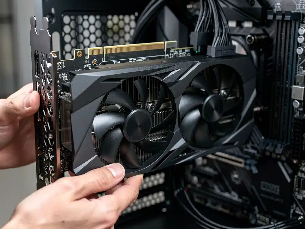 Graphics card installation in a high-performance gaming PC