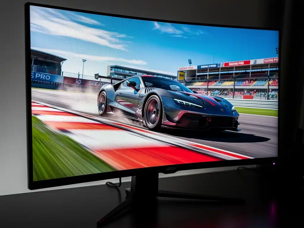 High refresh rate monitor displaying smooth racing game