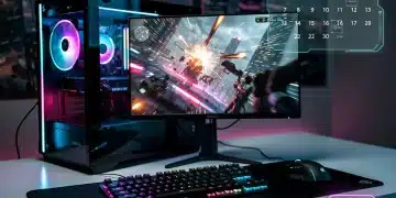 Futuristic gaming PC setup with 10% off tag for late 2026 sales