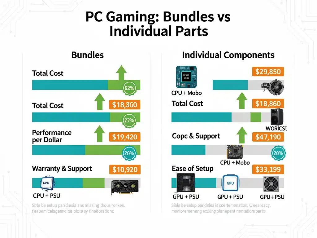 Comparison chart showing benefits of PC gaming bundles versus individual components